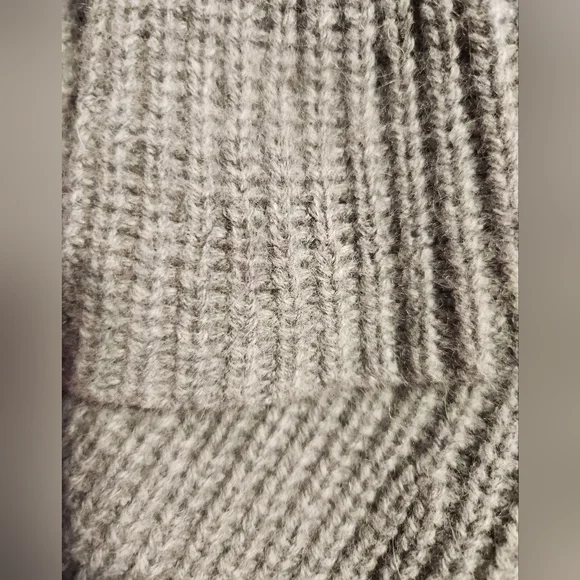 Theory Cashmere Blend Gray Ribbed Funnel Neck Cardigan Sweater Medium Cozy Luxe - Picture 8 of 9